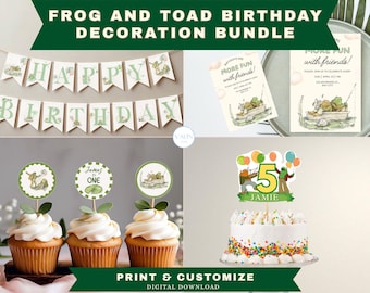 Frog and Toad Birthday Party Decor Bundle: Editable Templates (Digital Download
