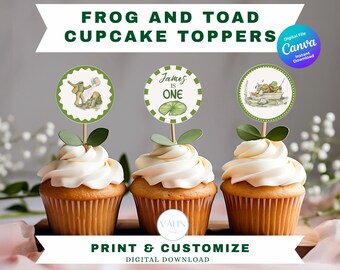 Frog and Toad Cupcake Toppers: Book Theme Party (Digital Download)