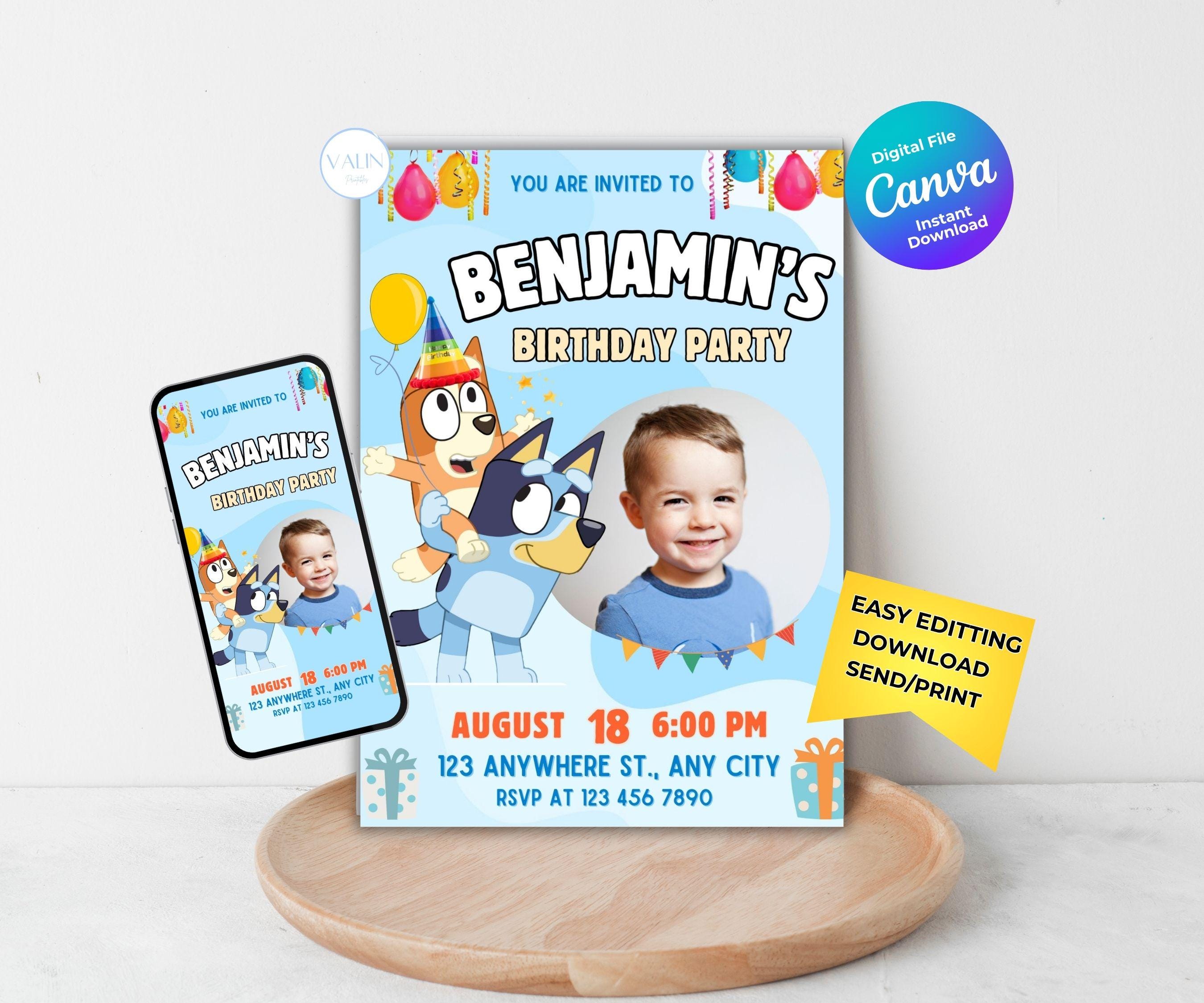 Book-Themed Bluey Invite