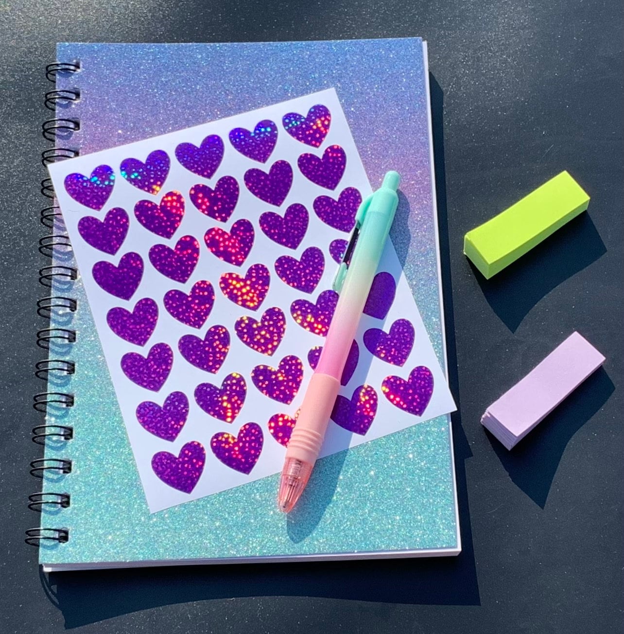 2400 Pcs Holographic Heart Stickers - Small Rainbow Gold Silver Glitter, 40 Sheets For Planners & Crafts - View #13