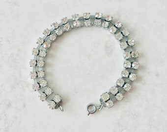 Vintage Rhinestone Tennis Bracelet, 1950s Crystal Wedding Jewellery