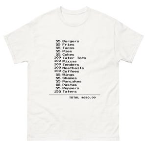 Tim Robinson Zahl es nach vorne Skizze T-Shirt 55 Burger 55 Tacos | ITYSL Lustiges Meme T-Stück Neuheit Geschenkidee | Ich denke, Sie sollten Merch verlassen