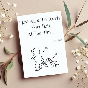 PRINTABLE TOUCH BUTT greeting card, Printable I Just Want to Touch Your Butt, Pdf Funny for her greeting card, for him greeting card