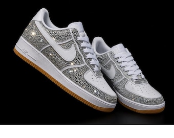 Sneakers Air Force 1 decorate a mano, strass argento AF1