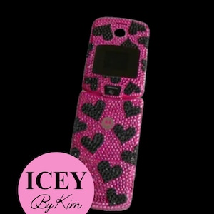 Heart Style Bling Flip Phone- PROP Only- Rhinestone 2000s Y2K Phone