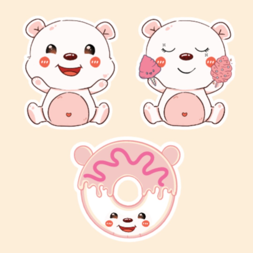 Blushing Kawaii Bear Stickers Cute Waterproof Kawaii Teddy Etsy