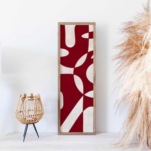 Vertikale lange moderne abstrakte Kunst Druck Burgund rot beige Wohnzimmer hoch schmal Wand Kunst druckbare organische Formen Poster DIGITAL DOWNLOAD