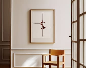 Japandi Style Wall Art, Abstract Line Art Print, Minimalist Living Room Wall Decor, Minimal Geometric Poster Print, Unique Artwork