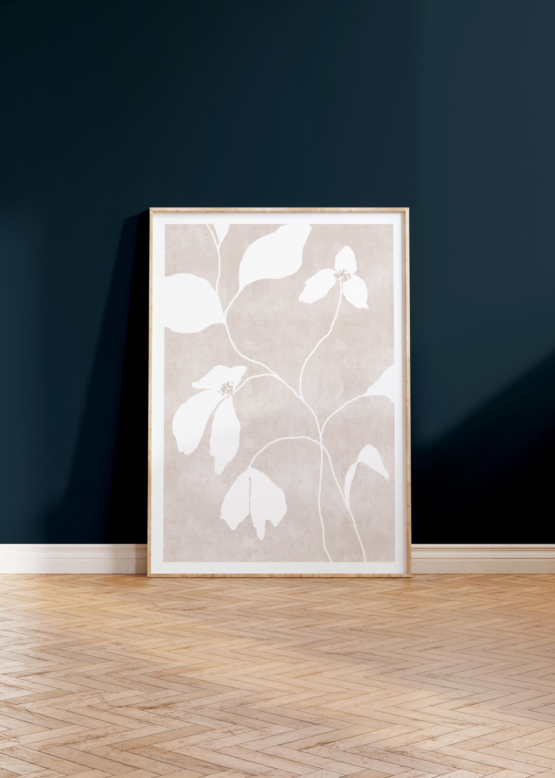 Beige White Neutral Botanical Wall Art Printable Minimalist Floral ...
