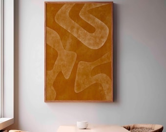 Mustard Yellow Abstract Art Print for Modern Living Room Wall Decor, Textured Organic Shapes Poster Printable DIGITAL DOWNLOAD