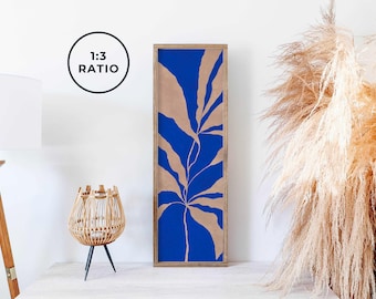 Grande oeuvre d'art murale florale bleu beige, affiche de plante abstraite surdimensionnée, impression botanique longue et étroite 12 x 36" 12 x 24" TÉLÉCHARGEMENT NUMÉRIQUE