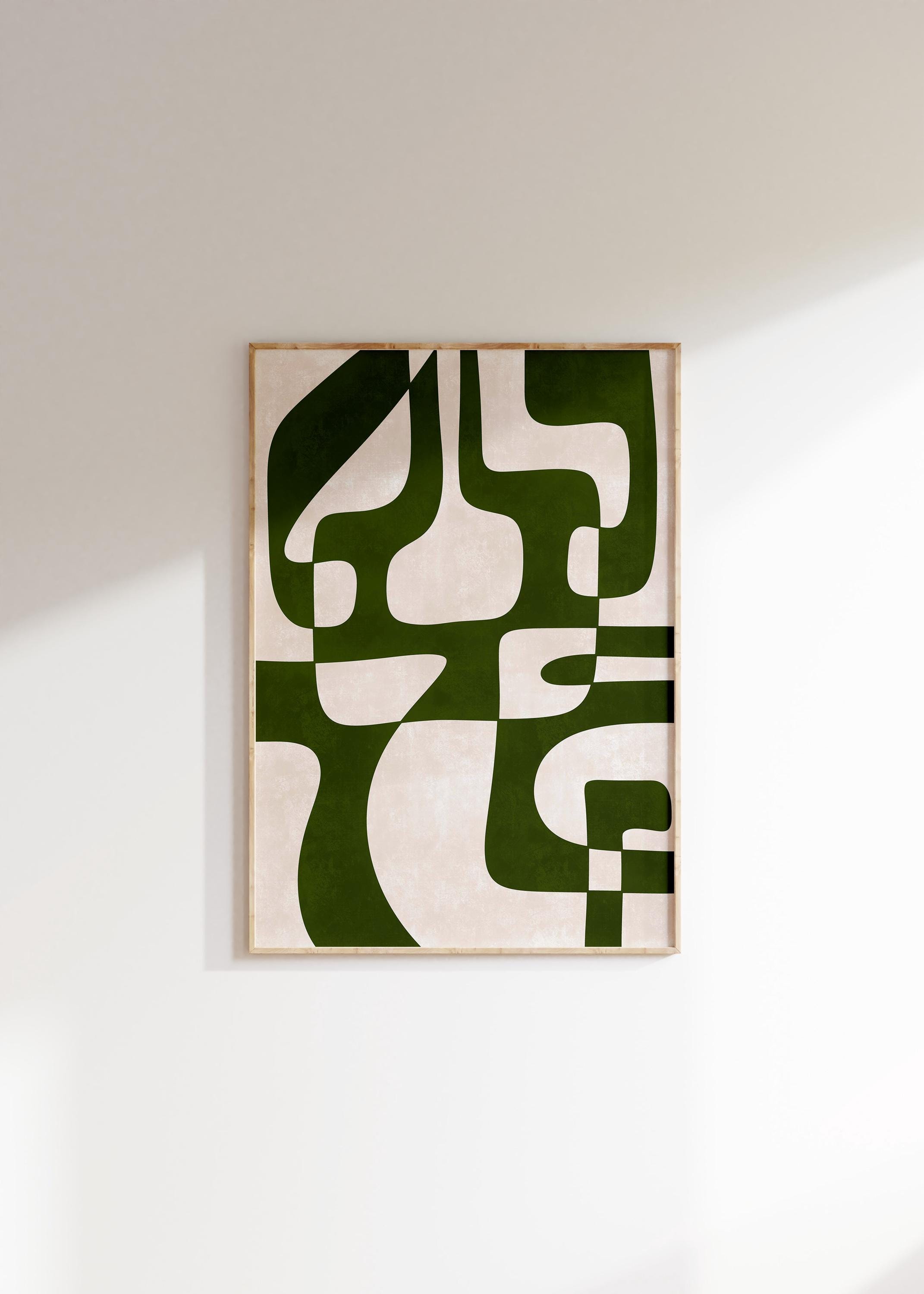 DIGITAL INSTANT DOWNLOAD Green Abstract Modern Art Print, Trendy Living Room Accent Wall Decor Printable, Organic Shapes Poster, 300 dpi