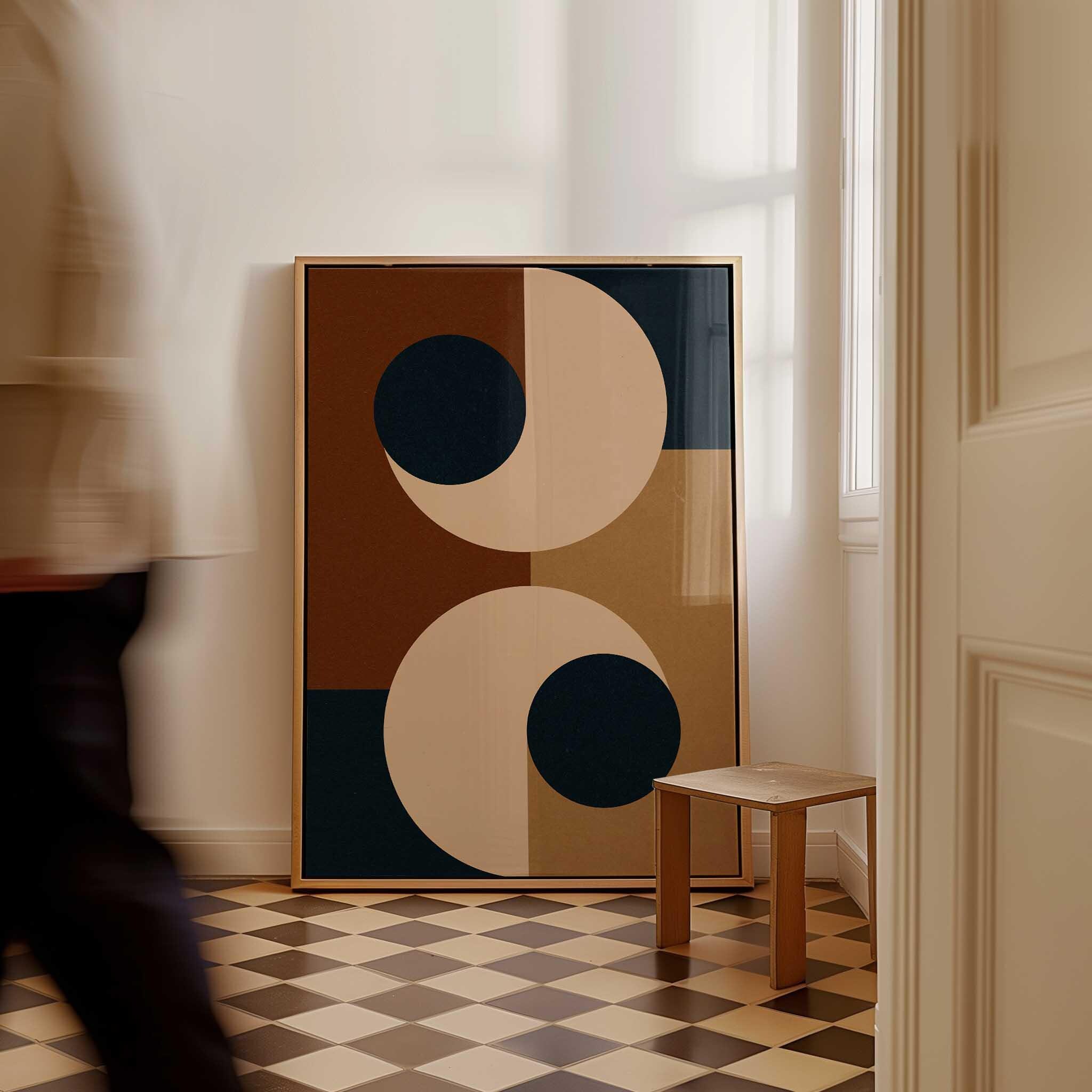 Retro 70s Art Print, Abstract Geometric Decor for Trendy Living
