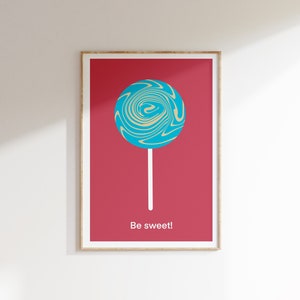 Lollipop Funny Poster Printable Sweet Candy Colorful Happy Wall Art Kitchen Dining Teens Room Decor Pink Cute Pop Art Print DIGITAL DOWNLOAD