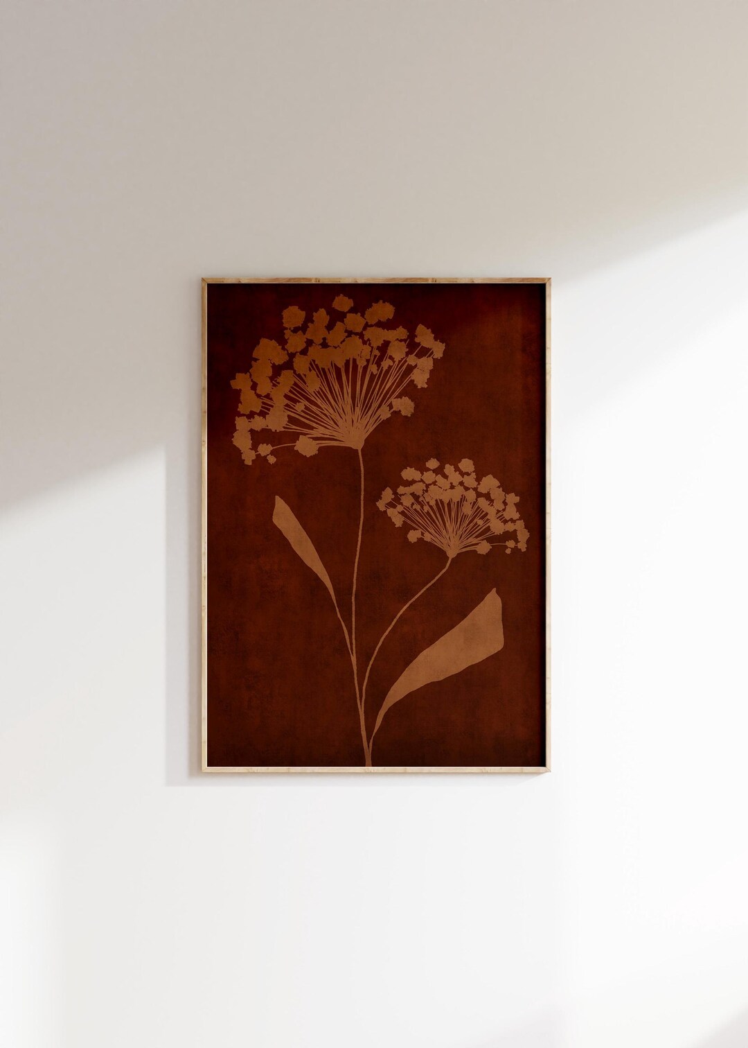 Botanical Brown Wall Art, Dark Floral Poster, Abstract Plant Moody ...