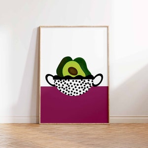 DIGITAL DOWNLOAD Avocado Fruit Wall Art, Printable Avocado Art Print, Colorful Fruits Poster, Instant Art Print for Kitchen Wall Decor