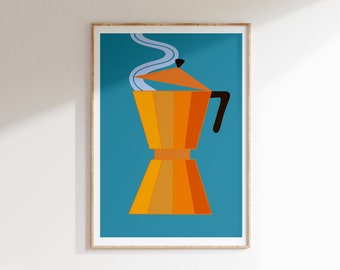 Coffee Pot Poster Printable Kitchen Wall Art Italian Moka Espresso Pop Art Print Retro Food and Dining Trendy Wall Decor DIGITAL DOWNLOAD