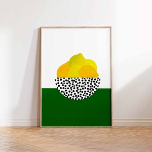 DESCARGA DIGITAL Arte de pared de frutas amarillas, impresión de arte de limón imprimible, cartel de limones en un tazón, impresión de arte instantáneo para decoración de la pared de la cocina