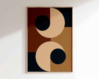 Retro 70s Art Print, Abstract Geometric Decor for Trendy Living