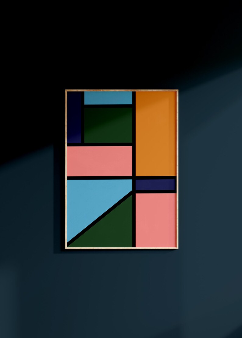 DIGITAL INSTANT DOWNLOAD Colorblock Wall Art Set of 2, Modern Geometric ...