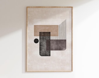 Neutral Beige Art Print Geometric Abstract Poster Printable Trendy Living Room Wall Decor High Quality 300 dpi DIGITAL DOWNLOAD