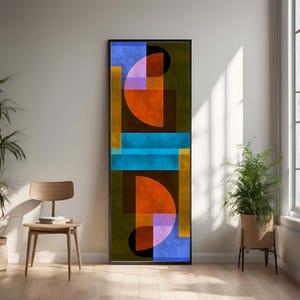 Großes Vertikales Buntes Modernes Wand-Kunst-Abstrakt-Geometrischer Kunstdruck-langes schmales Plakat für trendiges Wohndekor 12x36 "12x24"" DIGITAL DOWNLOAD."