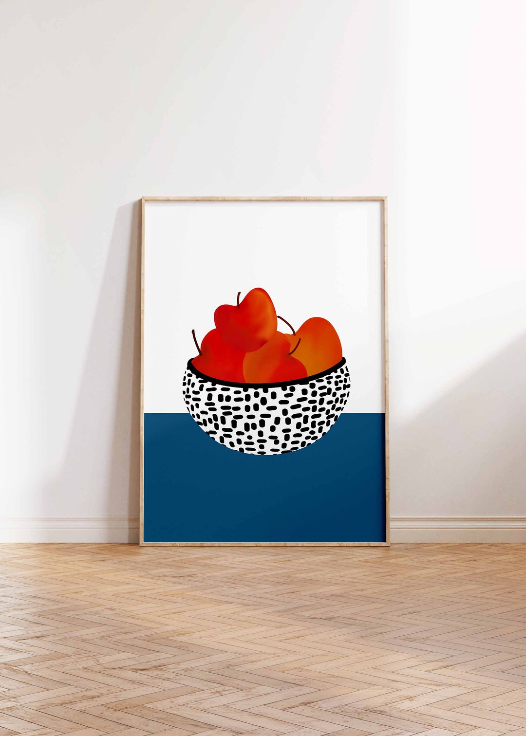 DIGITAL DOWNLOAD Colorful Fruit Wall Art, Red Apple Art Print, Apples