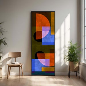 Lange smalle muur kunst kleurrijke moderne print verticale hoge abstracte geometrische poster afdrukbare trendy muurkunst 12 x 36" 12 x 24" DIGITALE DOWNLOAD