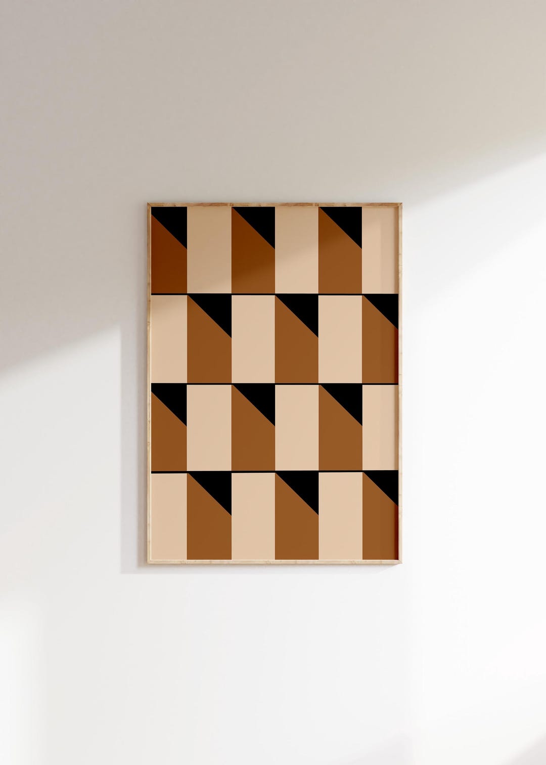 Mid Century Modern Geometric Wall Art, Neutral Brown Beige Abstract ...
