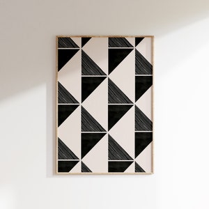 Decorazione murale geometrica nera, stampa Bauhaus, poster minimalista scandinavo, stampa astratta con motivo triangolare