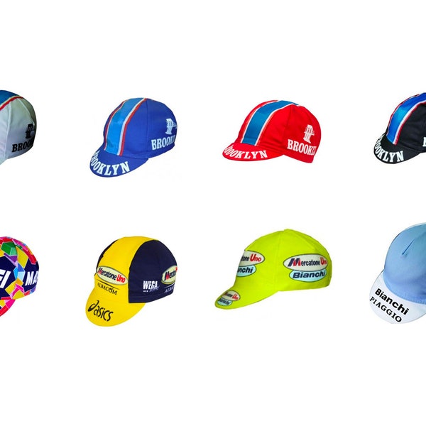 Vintage Team Cycling Cap Underhelmet Brooklyn, Mapei, Bianchi-Piaggio, Mercatone uno-Bianchi, Mercatone uno-Albacom