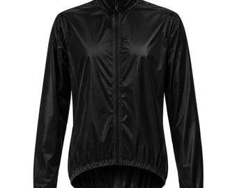 Black Unisex Cycling Jacket Size XL | Windproof and Rainproof Ultra Lightweight 100g | MTB Gravel Running Made in Italy