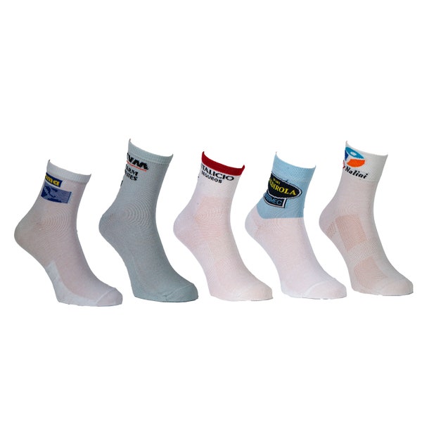 Calze Calzini Ciclismo sport Team Vintage Cycling Chaussettes Taille 42/46 Castorama,Tvm Farm Frites,Vitalicio Seguros,Vini Caldirola, I-Mode.