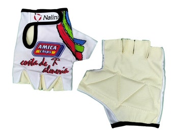 Vintage Professional Costa de Almeria Team AMICA CHIPS Gloves Resistant Anti-Anal Ideal for Cycling, Gym, MTB, Spinning, Bicycle