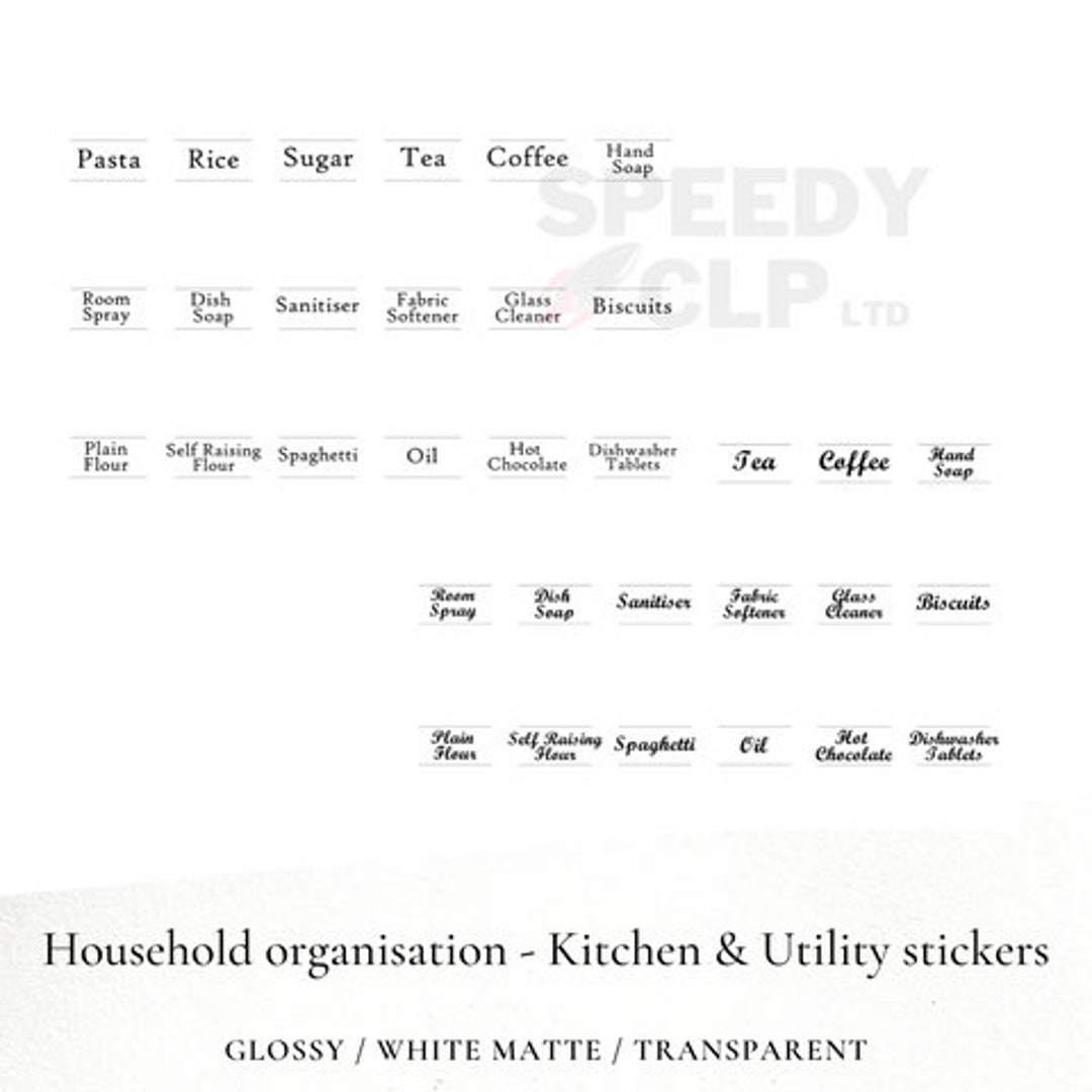 Container Labels Clear Labels for Jars / Kitchen Labels / Etsy