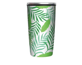 Thermo Slidecup Reisebecher aus Edelstahl & Bamboo Chic Mic Jungle Leaves 420ml