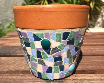 Pot pour plantes ou fleurs en mosaïque