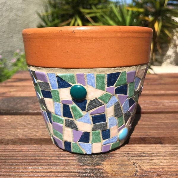 Pot pour plantes ou fleurs en mosaïque