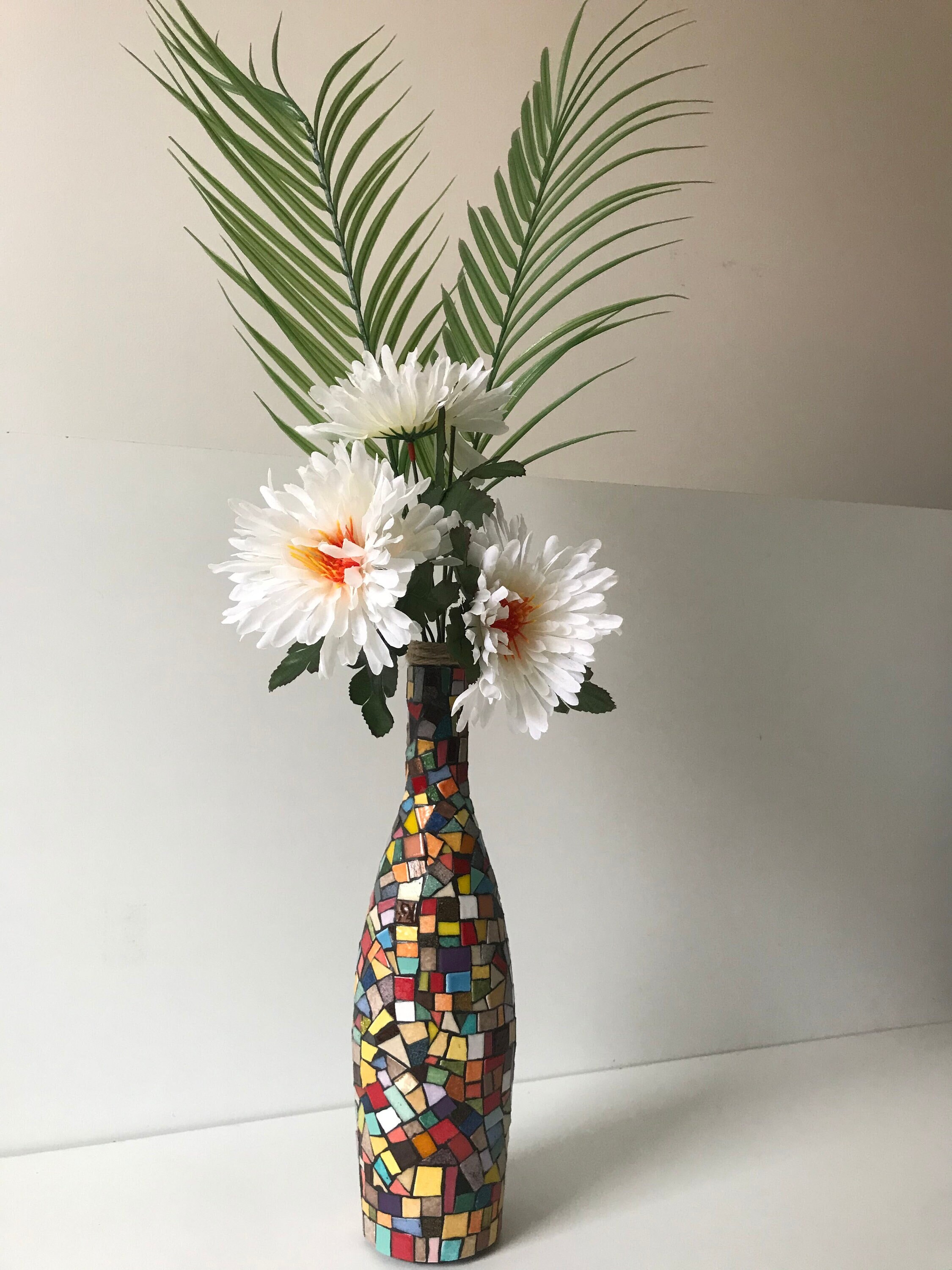 Vase en Mosaïque, Bouteille Décorée