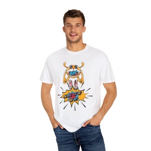 Camiseta unisex teñida de prendas de dibujos animados caprichosos "¡Ah! Cállate"