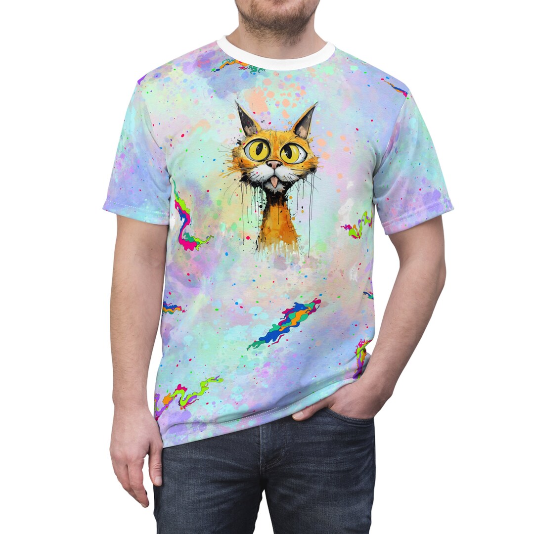 Colorful Sweatshirt Spray Cat Art main image 0