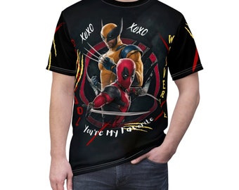 Camiseta cortada y cosida unisex de Deadpool Wolverine "Eres mi favorito" (AOP)