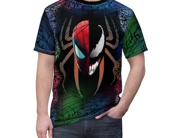 Colorful Spiderman-Venom Theme "All Over Print" Unisex Cut & Sew T-Shirt