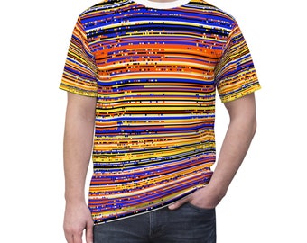 Colorful Glitch Pattern All Over Print Unisex Cut & Sew T-Shirt (AOP)