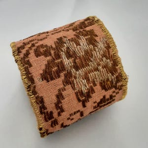 Hand-embroidered cuff bracelet: boho jewelry,Antique fabric, vintage silk.