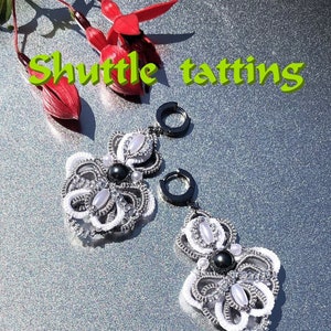 Tatting Tutorial Pattern for Earrings, PDF Digital Tatting, Frevolite and Ankars