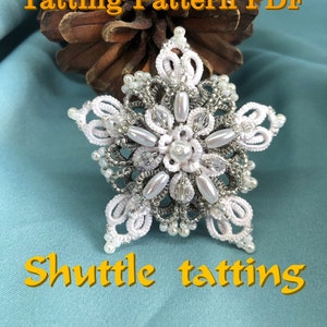 Tatting Tutorial for Brooch, Pendant Tatting Pattern, PDF Digital Tatting, Tutorial Frevolite  and Ankars