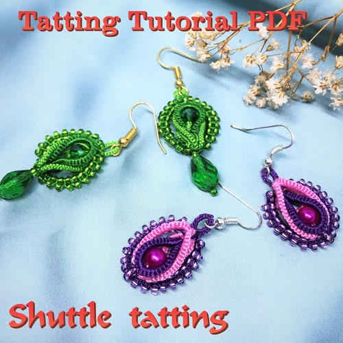 Tatting Tutorial Earrings for Beginners Tatting Pattern PDF Etsy