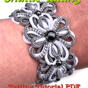 Patrón tutorial de frivolité para pulseras (PDF), frivolité digital, Frevolite y Ankars