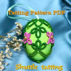 Tatted Easter egg Tatting Pattern, Tatting Tutorial, PDF Digital Tatted Tutorial Frevolite and Ankars